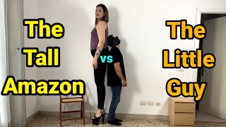 The Tall Amazon Vs The Little Guy | Tall Woman Short Man | Tall Girl Short Guy Height Comparison