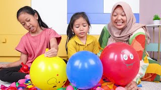 Keysha & Afsheena Bermain Meniup Balon Sampai Besar | Learn Colors With Balloons
