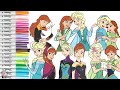 Disney Princess Coloring Book Compilation Frozen Sisters Anna Elsa Olaf Kristoff