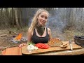 Baking Bread on a Campfire & Overnight Camp at Cabin Build Site