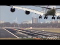 Emirates Airbus A380 smooth landing at Amsterdam (HD)