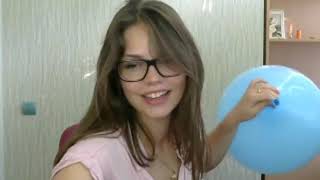 43 Cute Worker Girl Finds A Balloon In The Office And Blows It So Big