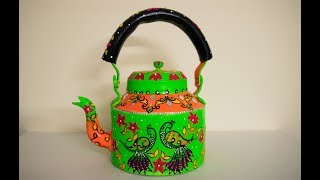 DIY Paint Aluminium Kettle || DIY Madhubani Painting Art On Kettle/ Best Out Of Waste