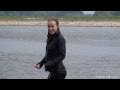 Femke in wet leather jacket and pvc or lack pants
