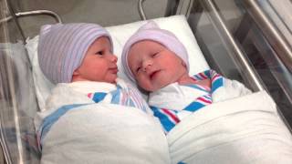 Newborn twins talking to each other Newborn twins talking to each other