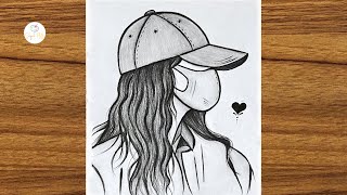 Girl With Mask Drawing || How To Draw A Girl With Hat || Easy Drawing Ideas For Girls Step By Step