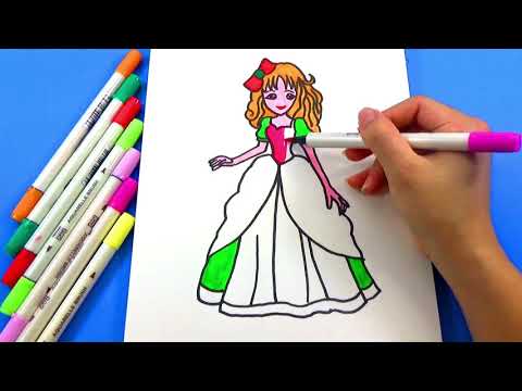 BÉ TẬP VẼ_Vẽ và tô màu công chúa xinh đẹp_DRAWING AND COLORING_Beautiful Princess