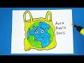 How to Draw Avoid Plastic Bags | Save Earth Poster Drawing for Kids