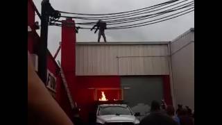 Czws John Zandig Slams A Wrestler From The Top Of A Building Through A Flaming Table