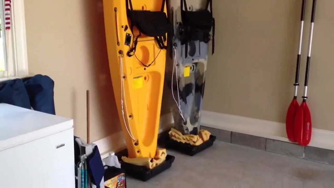 DIY - Easy kayak Upright Garage Storage - YouTube