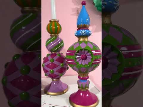 Raz 15" or 14.5" Colorful Finial Candle Holder Christmas Decoration Raz 15" or 14.5" Colorful Finial Candle Holder Christmas Decoration
