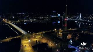 Ночная Рига С Воздуха. Aerial Riga At Night