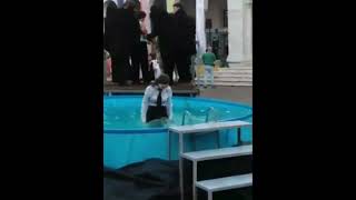 Girl In Tights Thrown Into Pool In Graduation Ceremony