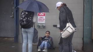 CHILD FREEZING WITH NO UMBRELLA IN THE RAIN (SOCIAL EXPERIMENT)