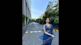 Tamannaah Bhatia Y Look In Blue Transparent Saree
