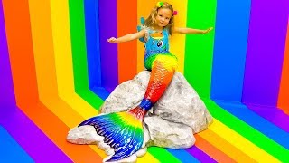 Mila as a Rainbow Dash My Little Pony in the ice cream country