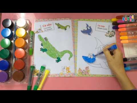 Tô màu cho bé | Dạy bé tập tô màu | Bé tập tô màu bức tranh | Dạy bé học 4