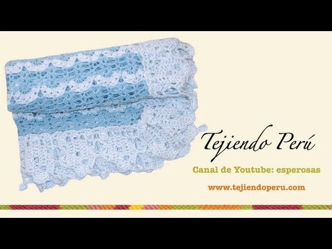 Manta o cobija con borde para bebés tejida a crochet