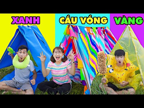 Thử Thách Cắm Trại Theo Màu Cầu Vồng , Màu Xanh Và Màu Vàng - Lều Của Ai Đẹp Nhất Hà Sam