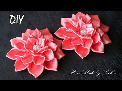 Цветок КАНЗАШИ ЗЕФИРКА МК DIY Flower kanzashi ZEFIRKA на tubethe.com