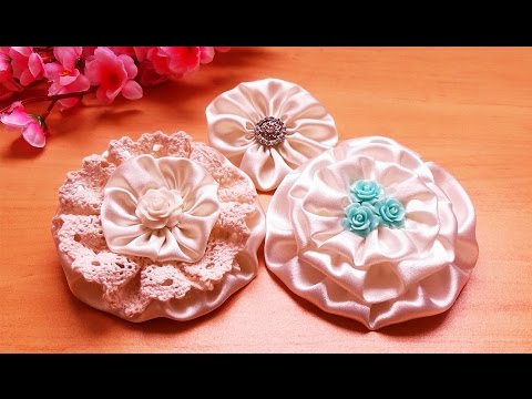 Канзаши круглый лепесток мастер класс Канзаши круглый лепесток мастер класс
