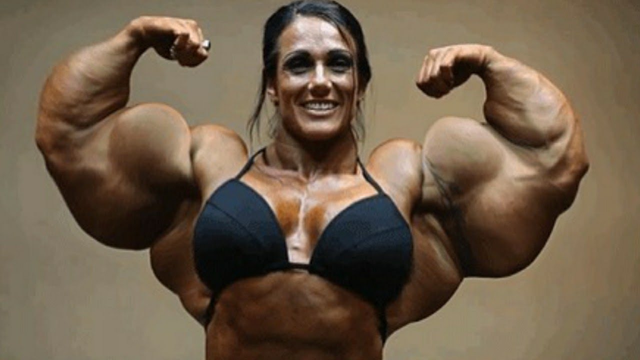 Female flexing muscles