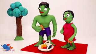 Bad Baby Hulk vs Frozen Elsa Baby - Supheroes in Real Life Play Doh Stop Motion Movies Ep 806
