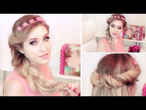 Braided headband hairstyles for a party/prom/wedding â Medium/long hair tutorial - YouTube