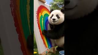 Baby Panda Paints A Magical Rainbow Cute Ai Animation