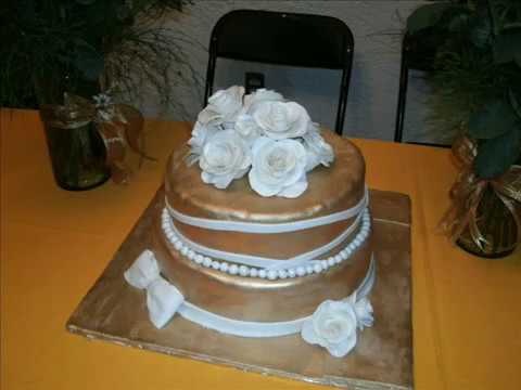 Gold Fondant Cake 50th Wedding Anniversary by chicoglam video info