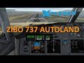 X Plane 11 - Zibo mod 737-800 - Autoland test - KSFO Landing
