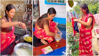 सुबह से दोपहर तक किया ढेरों काम 🌸 | House Cleaning Vlog Indian Mom Saree | India