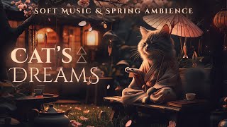 Cats Dreams Beneath Cherry Blossoms Fantasy Forest Spring Ambience & Tranquil Soft Music