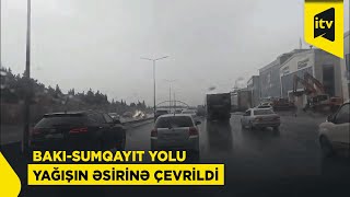 Güclü Yağış Bakısumqayıt Yolunu Iflic Etdi