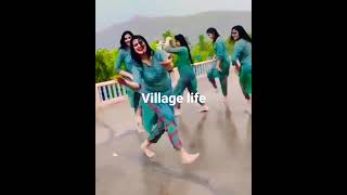 Rain Day In Village, Girls In Rain.