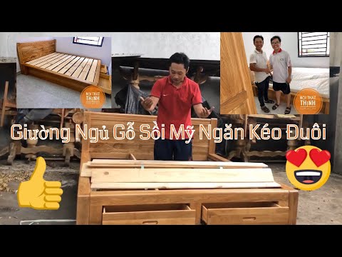 Giường Ngủ Gỗ Sồi Mỹ Ngăn Kéo Đuôi | Nội Thất Thịnh | 0938 993 302