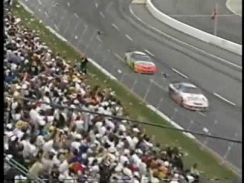A jeff gordon win tribute video with video clips of past races includeing