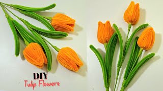 Diy Tulips How To Make Orange Pipe Cleaner Tulip Tutorial