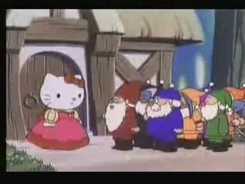 Hello Kitty stars as Snow White and meets seven dwarves & prince Howard.