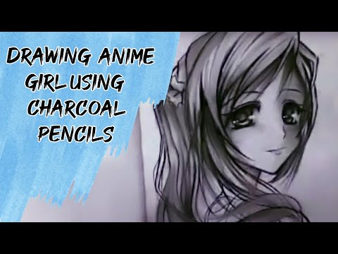 Drawing cute anime Girl using charcoal!