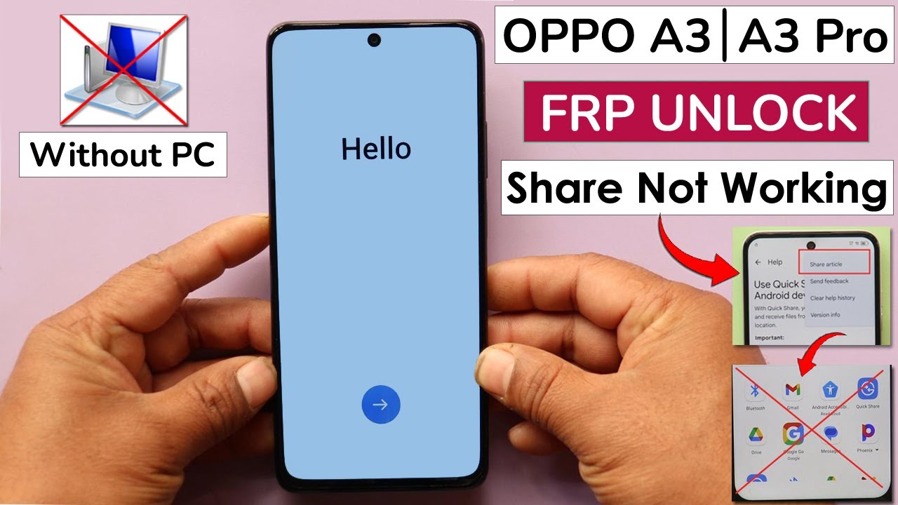 Oppo A3 | A3 Pro Android 14 Frp Bypass/Unlock Without PC Oppo A3 | A3 Pro Android 14 Frp Bypass/Unlock Without PC