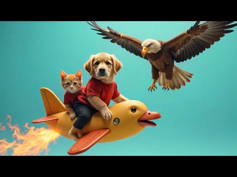 The Cat Turns Into a Rocket Duck – Dog vs. Giant Eagle Monster #story #cat #dog #viralvideo #cartoon