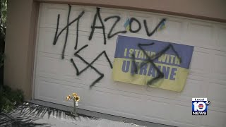 Ukrainian flag on Fort Lauderdale home vandalized with swastikas, graffiti