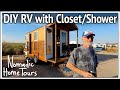 DIY RV Camper with Inovative Closet Shower Space