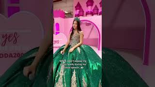 Emerald Green & D Glitter And Embroidered Lace Quinceañera Dress With Stone & Crystal Bodice