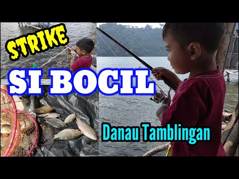 Bocah mancing di danau Tamblingan || Salah satu hiburan hidup di desa.