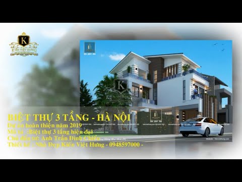 Biệt thự 3 tầng chữ L | Biệt thự hiện đại tại hà nội | Biệt thự mái lệch