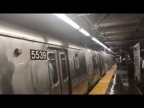 R train gets a wash from Flash Flooding, Jay St MetroTech, Brooklyn, New York (7-22-19)