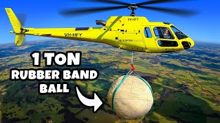 How High Will This 1 Ton Rubber Band Ball Bounce?