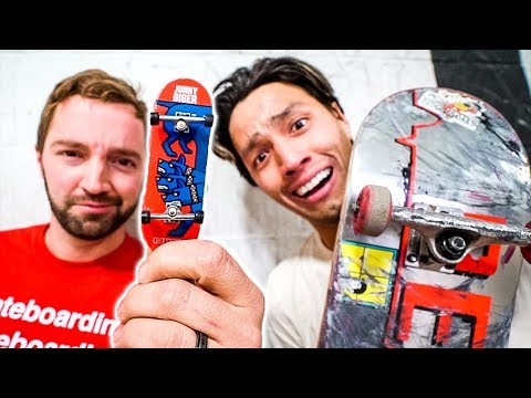 REVIVE FINGERBOARD VS REVIVE SKATEBOARD!!  *Andy Schrock VS John Hill*